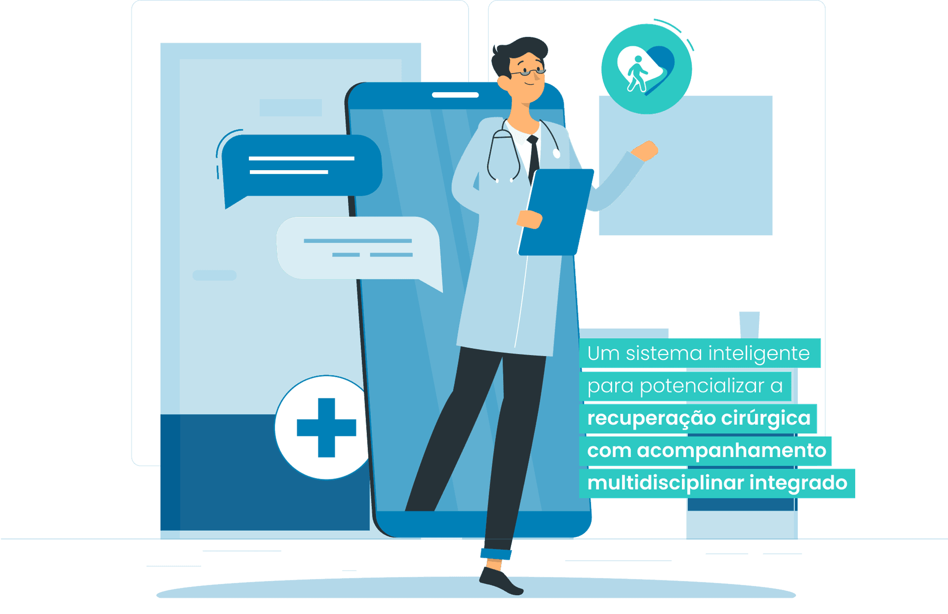 Profissional de saúde utilizando a plataforma Heart em um tablet